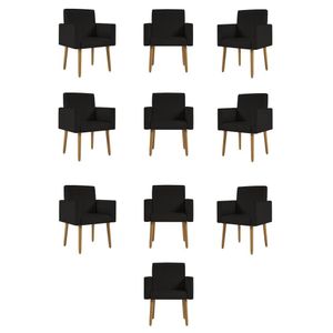 Kit 10 Poltronas Decorativa Sala Oferta -Balaqui Decor Preto