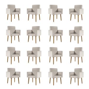 Kit 16 Poltronas Tecido Corino Para Salão - Balaqui Decor Bege