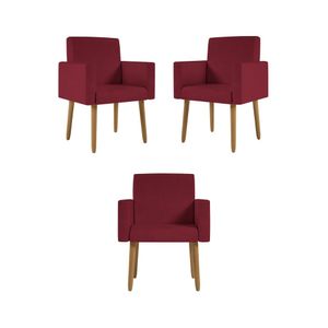 Kit 03 Poltronas Decorativa Sala Oferta - Balaqui Decor Marsala