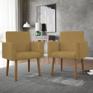 Kit 02 Poltronas Decorativa Sala Oferta - Balaqui Decor Capuccino