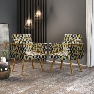 Kit 02 Poltronas Decorativas Sala Oferta Estampada