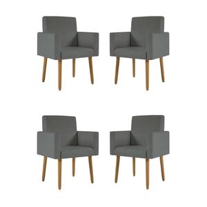 Kit 04 Poltronas Decorativa Recepção Oferta - Balaqui Decor Cinza