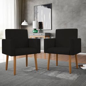 Kit 02 Poltronas Tecido Corino Para Salão - Balaqui Decor Preto
