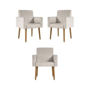 Kit 03 Poltronas Decorativa Sala Oferta - Balaqui Decor Bege