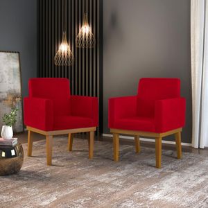Kit 02 Poltronas Decorativa Reforçada Oferta - Balaqui Decor Cor:Vermelho