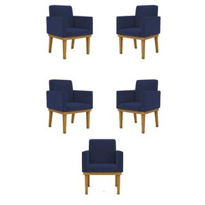 Kit 05 Poltronas Decorativa Reforçada Oferta - Balaqui Decor Azul Marinho
