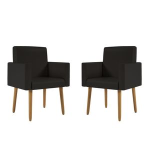 Kit 02 Cadeiras Poltronas Escritório - Recepção – Courino Preto