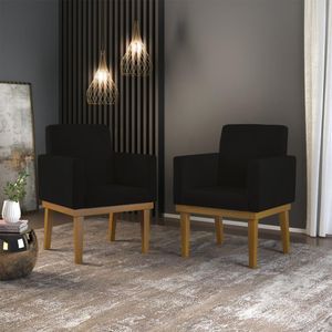 Kit 2 Poltronas Cadeira Decorativa Base Reforçada Preto