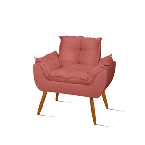 Poltrona Opala Pés Palito Suede Sala Quarto Escritório Rosa