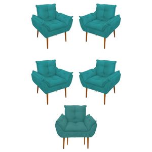 Kit 05 Poltrona Opala Sofá Sala, Quarto, Escritório Suede
