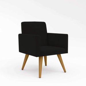 Poltrona Decorativa Pés Palito + 01 Puff Preto