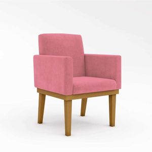 Poltrona Rosa Decorativa Penteadeira Quarto Base ReforçadaW