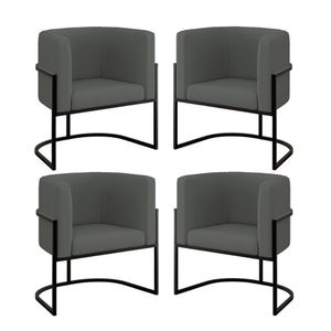 Kit 04 Poltronas Lua Sala Decorativa Base Ferro Black Veludo