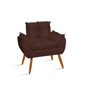 Poltrona Opala Pé Palito Suede Sala Quarto Escritório Marrom