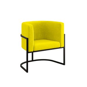 Poltrona Cadeira Decorativa Lua Recepção Base de Ferro Black
