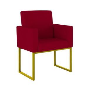 Poltrona Cadeira Decorativa Recepção Base de Ferro Dourado