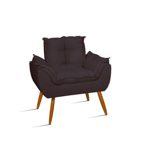 Poltrona Opala Pés Palito Suede Sala Quarto Escritório Cinza