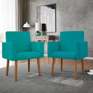 Kit 02 Poltronas Decorativa Sala Oferta Azul-turquesa