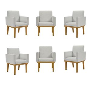 Kit 06 Cadeiras Decorativa Reforçada Oferta Balaqui Linho