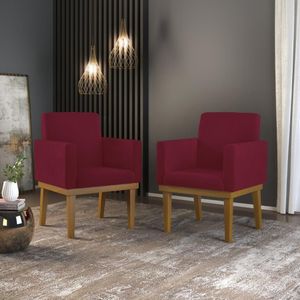 Kit 2 Poltronas Cadeira Reforçada Recepção Marsala