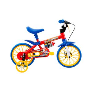 Bicicleta Infantil Cairu Aro 12 Nathor Fireman Rodinhas Laterais Vermelho/Azul