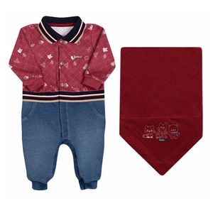 Saída De Maternidade C/ Moletom Denim Menino Paraíso Bordo