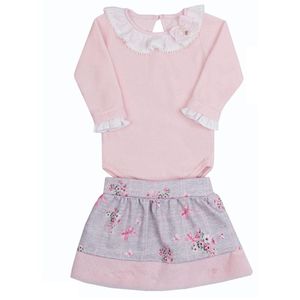 Conjunto De Body Com Saia Paraíso Rosa