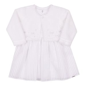Vestido E Bolero Bebê Princesa Bordado Branco Paraíso