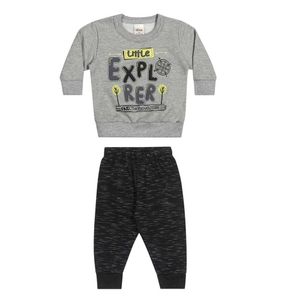 Conjunto Bebê Infantil Moletinho Menino Explorer Elian Cinza