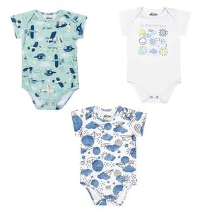 Kit Bebê Menino Body Aviãozinho Elian 3 Peças