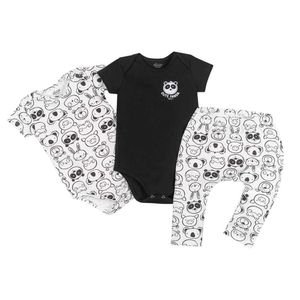 Kit Bebê Body Calça Saruel Panda Elian 3 Pçs