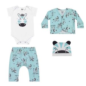 Kit Bebê Menino Body Casaco Calça Saruel Touca Zebra Elian