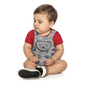 Conjunto Bebê Infantil Menino Camiseta Macacão Moletinho Elian