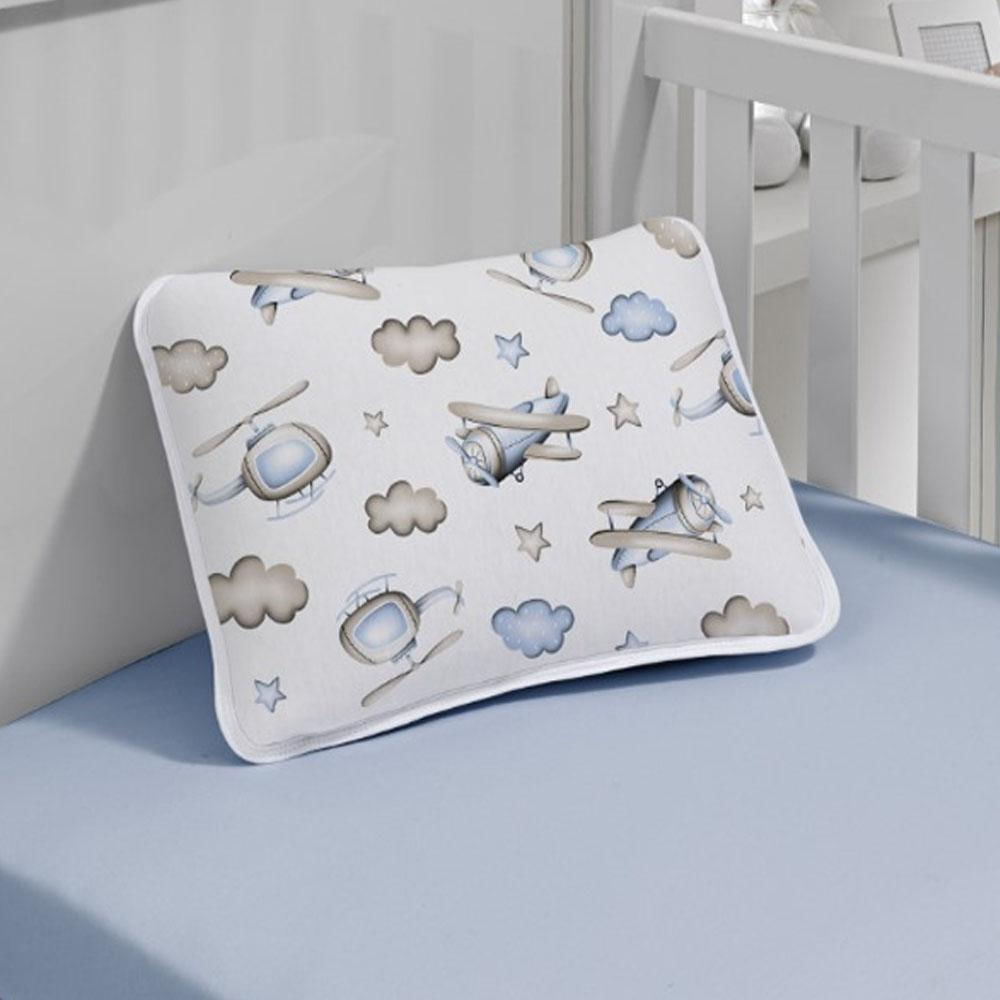 Encontraproduto.com.br - Jogo de Cama Tecebem Malha Mini Cama(Montessoriana) Kim 3 Peças Azul