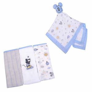 Kit Bebê Fralda E Naninha Em Algodão Bordada Estampada Mickey Minasrey