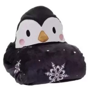 Manta Baby Com Capuz De Pinguim Preto Jolitex