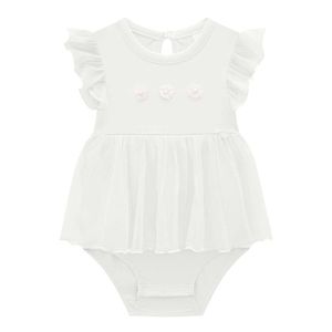 Vestido Body Com Tule OFF White Kukiê