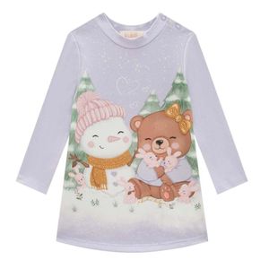 Vestido Menina Ursinha Na Neve Kukiê