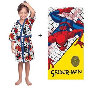 Kit Roupão Toalha Felpudo Infantil Quimono Spider-Man Lepper