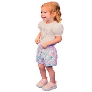 Conjunto Body Cotton Pérola Short Cetim Kukiê