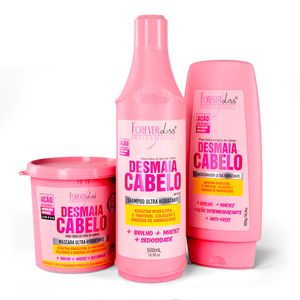 KIT DESMAIA CABELO COM SHAMPOO 500ML, MÁSCARA 350G  E CONDICIONADOR FOREVER LISS - MKT