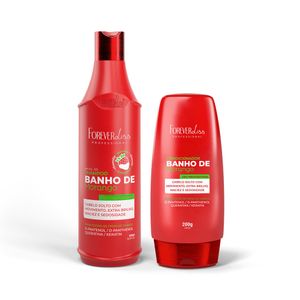 Kit Shampoo e Condicionador Banho de Verniz Morango Forever Liss