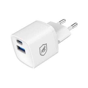 Carregador Turbo Gan Ultra Slim Tipo-C + USB-A 20W - Exclusivo Online - Branco - Gshield