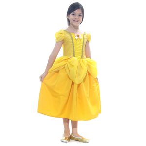 Fantasia Princesa Amarela Dourada Luxo Infantil