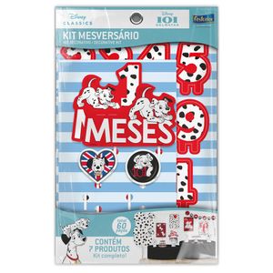 Kit Mesversário 101 Dálmatas - 60 Peças de Decoração Temática