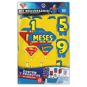 Kit Mesversário Superman - 60 Peças para Decoração