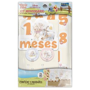 Kit Mesversário Pooh Baby - 60 Peças de Decoração