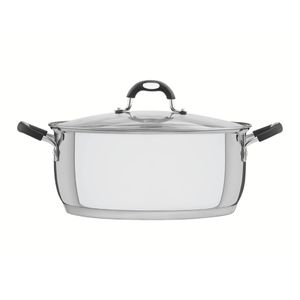 Caçarola Tramontina Astro Rasa Aço Inox Tampa de Vidro 30 cm 8,5 Litros