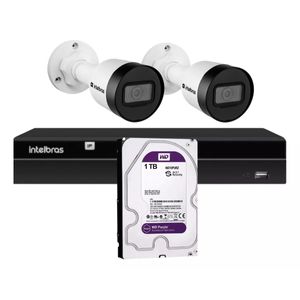 Câmeras de Segurança Vipc 1230b Intelbras kit com 2 unidades + Gravador Nvd 1404 Hd 1tb