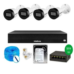 Câmeras de Segurança Vipc 1230b Intelbras kit com 4 unidades + Gravador Nvd 1404 Hd 1tb Completo